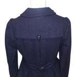 Gracia Fashion Women's Navy Blue Wool Blend Peacoat Ruffle Zip Up Photo 6