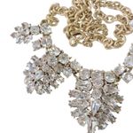 J.Crew  Statement Necklace Cluster Crystal Clear Rhinestone Brass Plated Photo 2