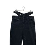 American Eagle Baggy Straight CutOut Super Hi Rise Jean Black Women’s Size 6 S Photo 2