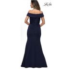 La Femme New  Off the Shoulder Satin Trumpet Gown In Navy‎ Size 18 Photo 1