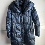 Tahari T Midnight Dreams Dark Blue Down & Feather Long Puffer Coat Photo 0