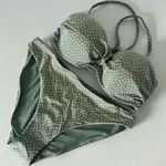 H&M Bikini Green White Polka Dot Swimwear Padded Bathing Suit / Size Small Photo 0
