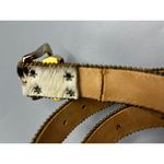 Vtg Elite Animal Print Leather Belt Brass Buckle Black Size M Photo 7