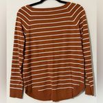 Staccato  size small round hem burnt orange striped sweater long sleeve boat neck Photo 2