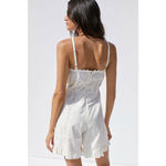 Urban Outfitters Juliette Lace Inset Romper S Eyelet Ruffles Cottage Coquette Photo 1