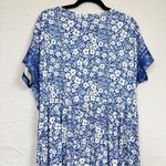 Pink Daisy Blue White Floral Midi Dress Womens 2X Short Sleeve Modest Spring Photo 7