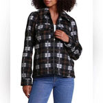 Avec Les Filles  Plaid Zip Front Jacket Black/Gray/Brown Plaid Sz M Photo 4