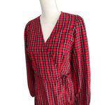 Old Navy  Red Plaid Wrap Holiday Dress Size Medium Tall Photo 6