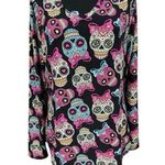 No Boundaries Women’s Junior Y2k Halloween Mexican Sugar Skull Colorful Super Soft Top Large Photo 0