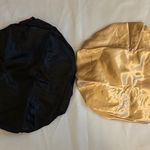 None Silk Hair Bonnet 2 piece Black / Gold NIP Photo 0