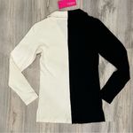 Terez NWT  Ribbed Button Cardigan Sweater Black White Split Colorblock Size XS Photo 4