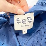 Sea New York Cropped Eyelet Ruffle Cotton Top Blouse Blue 4 Photo 2