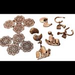 5 pair of gold earrings ships, dangly & swoops gently used Photo 1