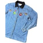 VTG Holiday Denim Shirt Women S 18x26 Christmas Embroidered Velvet Collar 90s Blue Size undefined Photo 2