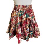 Vintage Longhorn Tiered Full Western Print Skirt Size Medium/ Large Red Photo 2