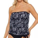 Island Escape Coral Gables Printed Blouson Bandeau Tankini Top Size 8 Black New Photo 0