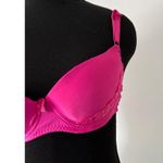 Nines hot pink womens 36B lace trim push up bra with hooks bow tie front 36B Size undefined Photo 2