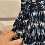 French Laundry  Blue Geometric Design‎ Straight Leg Casual Pants Beachy Large New Photo 1