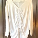 Athleta Like New  Ruched Front Long Sleeve Top White Size Large Photo 3