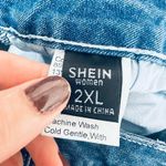 SheIn Womens Plus Size 2XL Flare Raw Hem High Rise Denim Blue Jeans Stretch Photo 7