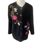 White Stag  Vintage Embroidered Chenelle Long Sleeve Black Button Down Shacket Si Photo 5