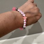 Kandi Swiftie glow in the dark festival concert bracelet RAVE BABY, OOAK Pink Photo 2