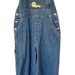 Vintage Looney Tunes Tweety Bird Embroidered Denim Overalls Womens Medium Blue Photo 0