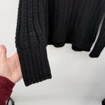 Aerie  Black Crochet Sheer Knit Quarter Zip Sweater Size Small Photo 3