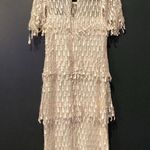 Vintage Cachet by Bari Protas Fringe Lace crochet Short Sleeve flapper Dress 5/6 Photo 3