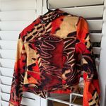 St. John Cropped red animal print jacket S Photo 2