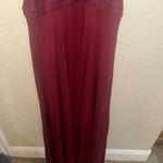 Lulus  XL Burgundy Lace Halter Neckline Maxi Formal Bridesmaid Prom Dress Photo 4