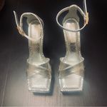 Good American Snakeprint Platform Sandals - Women 9 - Silver Photo 1