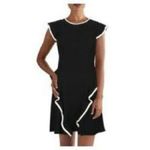 Shoshanna Black & White Ruffled Cap Sleeve Mini Dress Designer Cocktail Size 12 Photo 1