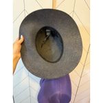 Phenix Women’s Gray Black Wool Leather Trim Wide Brim Hat Floppy Vintage Fall Photo 3