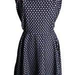 Tramp Cap Sleeve Swing Dress M Blue Elephants Tie Waist Zip Circle Twirl Skirt Size M Photo 0