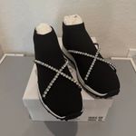 Jimmy Choo Torri Verona Knit Trainers With Crystal Chain Black Size 39 NIB Photo 3