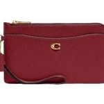 Coach NWT L Zip Wristlet Cherry/Brass Photo 1