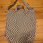 Baggu  DUCK BAG TOTE MAROON TRIPPY CHECKER CREAM CHECKERED PATTERN PRINT Photo 1
