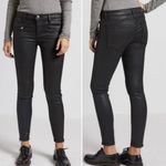 Current/Elliott  The Stiletto Biker Zipper‎ Black Coated Cropped Jeans Size 26 Photo 1