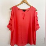 Bold Elements  Coral Cutout Sleeve Blouse Photo 0