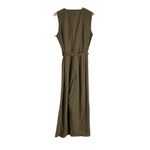 Tahari Olive Green Linen Blend Sleeveless V-Neck Belted Tie Waist Jumpsuit 4 Photo 8