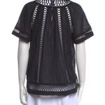 Zimmermann - Short Sleeve Laser Cut Embroidered  Black Blouse Business Career Photo 1