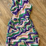 Multicolor Abstract Pattern Dress Pink Size M Photo 0