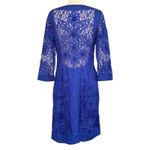 Sue Wong Ribbon Trim Illusion Bodice Dress Satin Lined Cobalt Blue Sz Medium 10 Photo 7