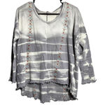 Altar State Tie Dye Embroidered Distressed Sleeve Pullover Top One Size Gray Size undefined Photo 0