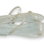Stuart Weitzman Women's Sawyer Jelly Slide Sandals Silver Glittery Size 6 Photo 3