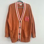 Aerie Varsity Oversize Letterman Knit Cardigan Orange Pocket Sweater Size S/P Photo 2