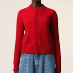 Ami RED Heart WOOL KNIT DE COEUR CREWNECK CARDIGAN Sweater Photo 0