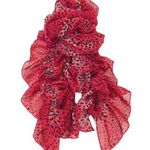 None Sheer Animal Print Scarf, Pink, Black, White, Gold Photo 0