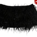 Gianni Bini Black Feather Midnight Glamour Crop Top Women's Size XL NWT 40-31-3 Photo 0